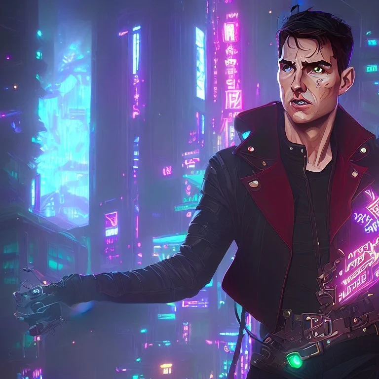 Tom Cruise Christmas cyberpunk art