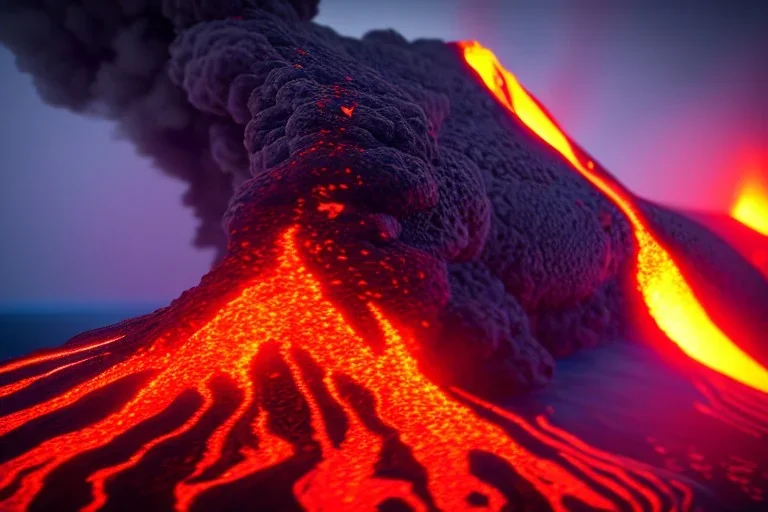 killaeua volcano in hawaii , eruption lava flows into sea. full of details, matte painting, concept art, smooth, bright sunshine，soft light atmosphere, blender unreal engine，light effect，rtx on，vaporwave colorful, artstation, concept art, smooth, extremely sharp detail, finely tuned detail, ultra high definition, 8 k, unreal engine 5, ultra sharp focus, illustration, magic ambient.