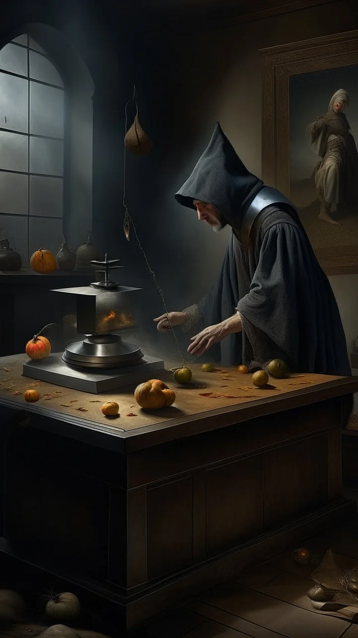 Bosch nightmares paining style Title:a digital weight scale on it a b8k artistic photography, photorealistic concept art, soft natural volumetric cinematic perfect light, chiaroscuro, award-winning photograph, masterpiece, oil on canvas, Raphael, Caravaggio, Greg Rutkowski, people, beksinski, Giger