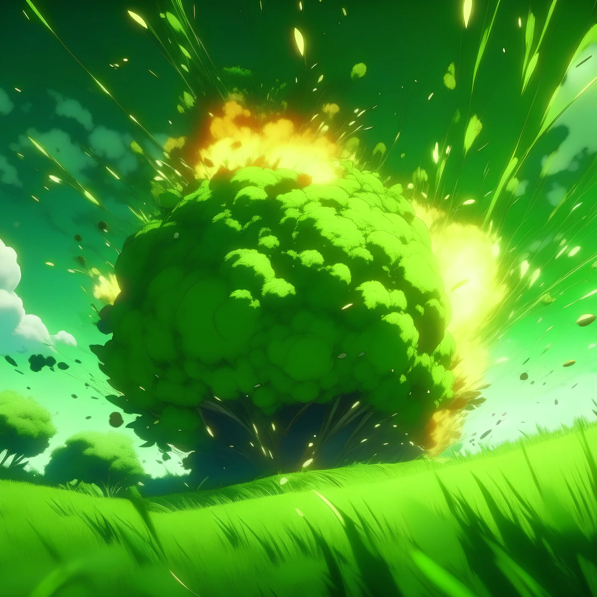 Grass explosion anime