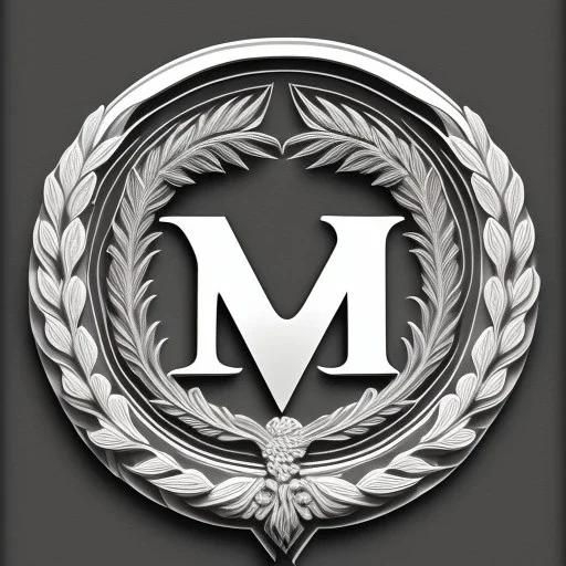 letter M, laurel wreath, roman style