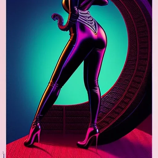 fullbody Drawing of 'Busty CatWoman',intricate detail,andrea bonelli,Kilian Eng,Ohrai,evan lee,Aleksandr Sidelnikov,KyuYong Eom,toned colors,16k