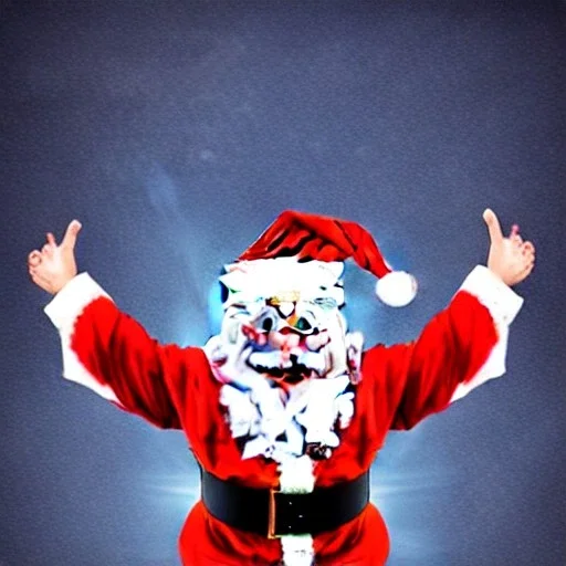 freaky Santa, laughing, flying, wings