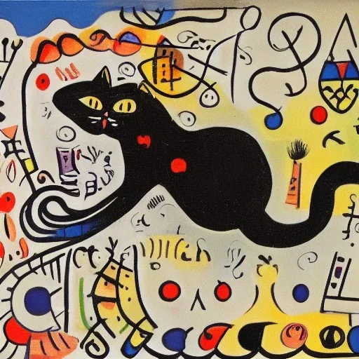 the cat travels in the Barcelona by da Miro