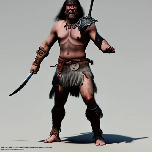 franz frazetta style barbarian warrior with two handed sword, conan