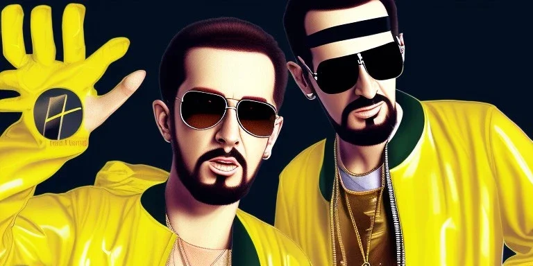 jesus wearing aviator sunglasses & a yellow ali g outfit