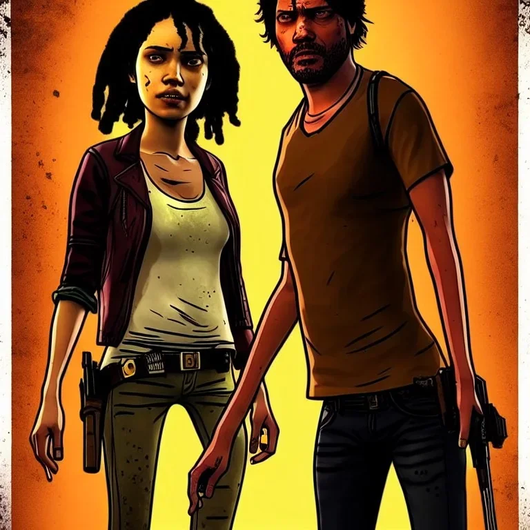 Clementine from the walking dead telltale she puts her bare foot on a guy's head, she looks superior, the art looks like a live action movie