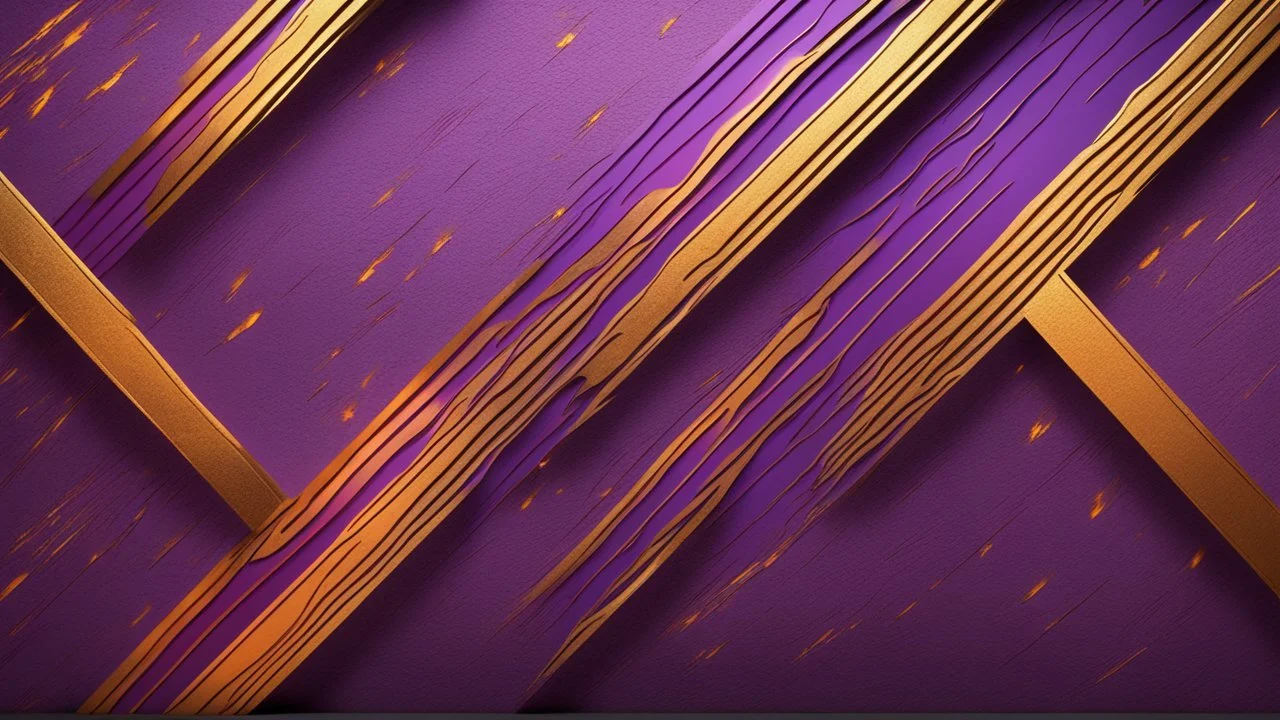 Hyper Realistic Glowing-Golden-Diagonal-Lines on rustic-purple-&-maroon wall with embers