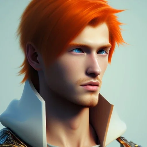 Orange hair guy, paladin, hd, photorealistic, anime