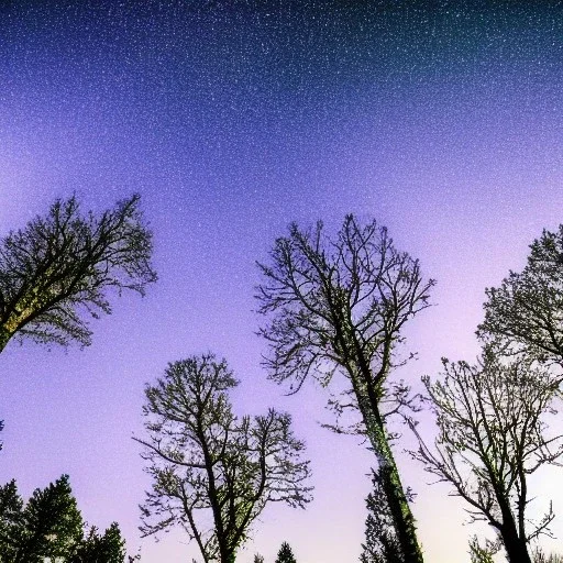 trees against a stary sky