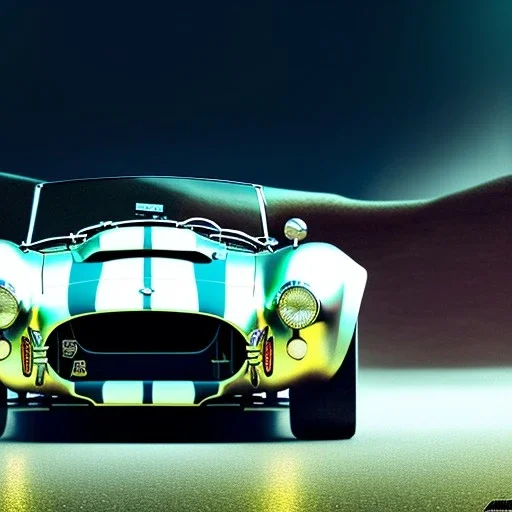 fullbody Drawing of '1965 Shelby Cobra',intricate detail,andrea bonelli,Kilian Eng,Ohrai,evan lee,Aleksandr Sidelnikov,three quarters frontal aerial view,toned colors,16k