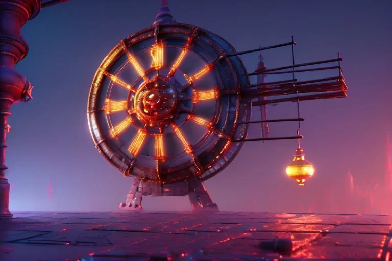 galactic, scaffolding, rusted clock, rusted cogwheel, cyberpunk, cinematic, cinema 4d render, high detail