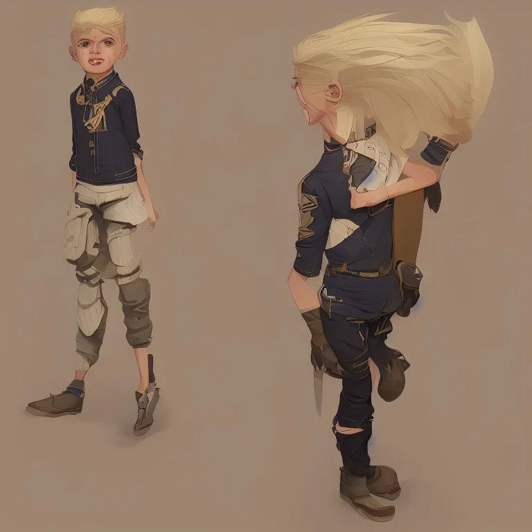 8 year old blonde boy, fullbody