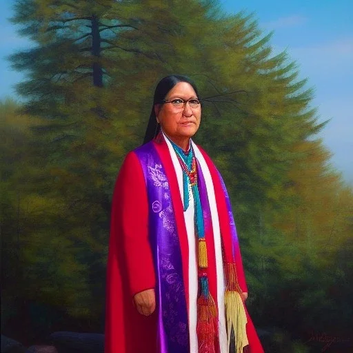 Full body portrait, painting, medium shot lady style of Haudenosaunee