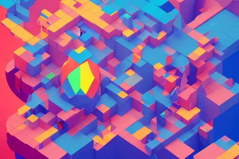 3D colorful geometric installation, simplistic, studio lighting, C4D, 16k, Behance, Artstation, centered, top down camera, vibrant