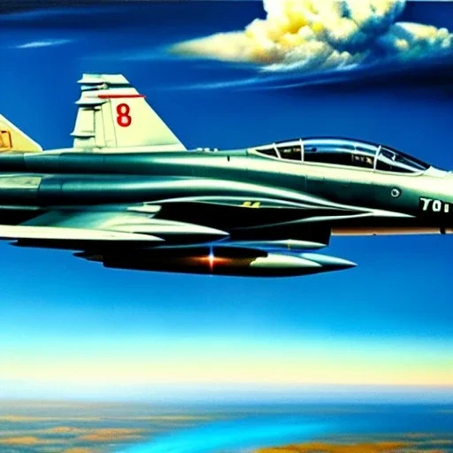 Drawing of 'F-4 Phantom jet',cenital view,Flying,clouds,painting by Earl Norem, simon Bisley,frazetta,Howard,西嘛哒, evan lee, Vallejo,kelly oil on canvas, cinematic composition, extreme detail,fit full body inside picture,8k