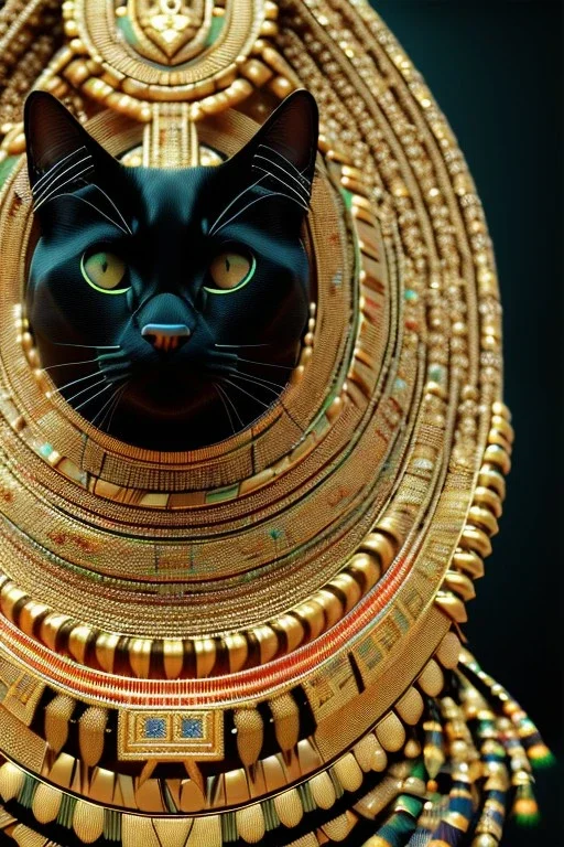 kente scene, Black Egyptian Cat, jewelry, thread, embroidery, octane render, high detail, warm light