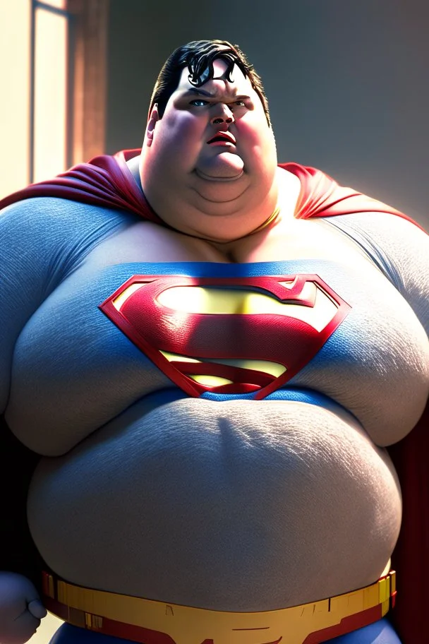 fat superman, ultra realistic, 4k, ultra detail