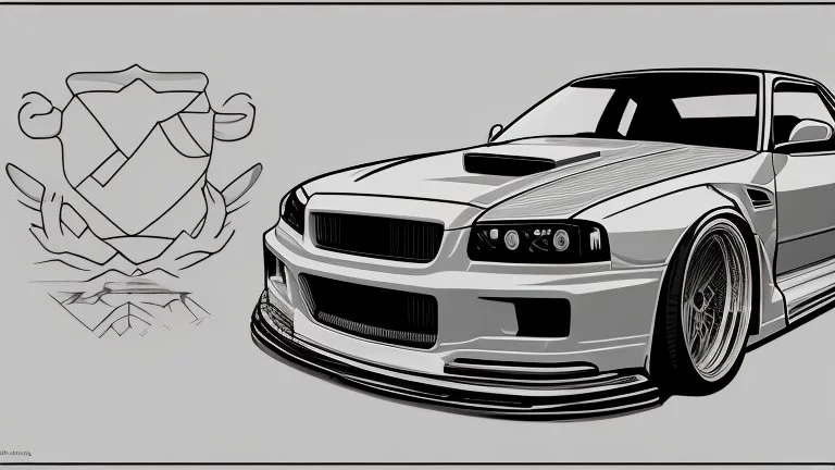 skyline r34 vector sticker