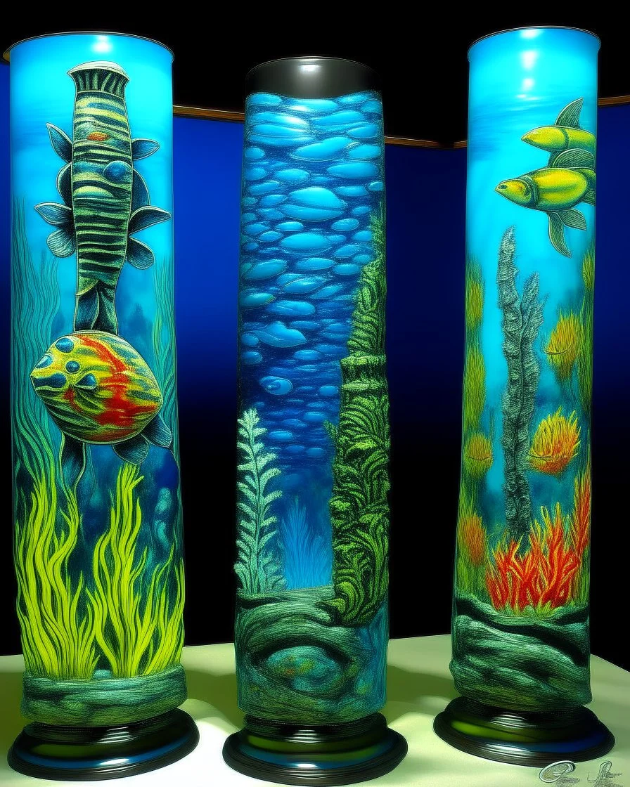 Underwater tikis painted by Claude Monet