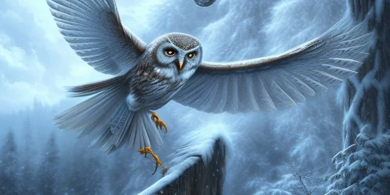 snow winged OWL lightning RAVEN