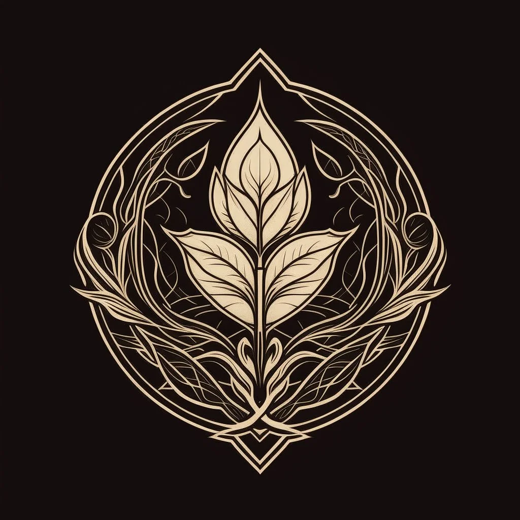 mystical simple one color Logo: botanical style, medieval