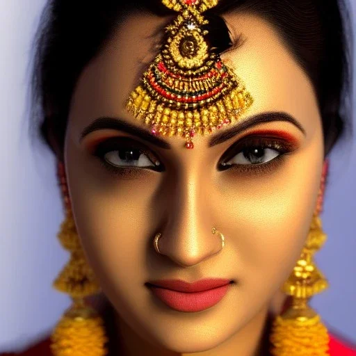 South Indian actress Ivana, by Mahmoud Sai, Cartographic, Circuitry, Golden Hour, Closeup-View, 16k, Lumen Global Illumination, Diffraction Grading