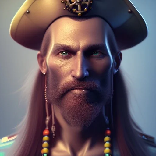 Portrait of cool Pirate,hyperultrarealistic, unreal engine 5, octane render, studio lighting