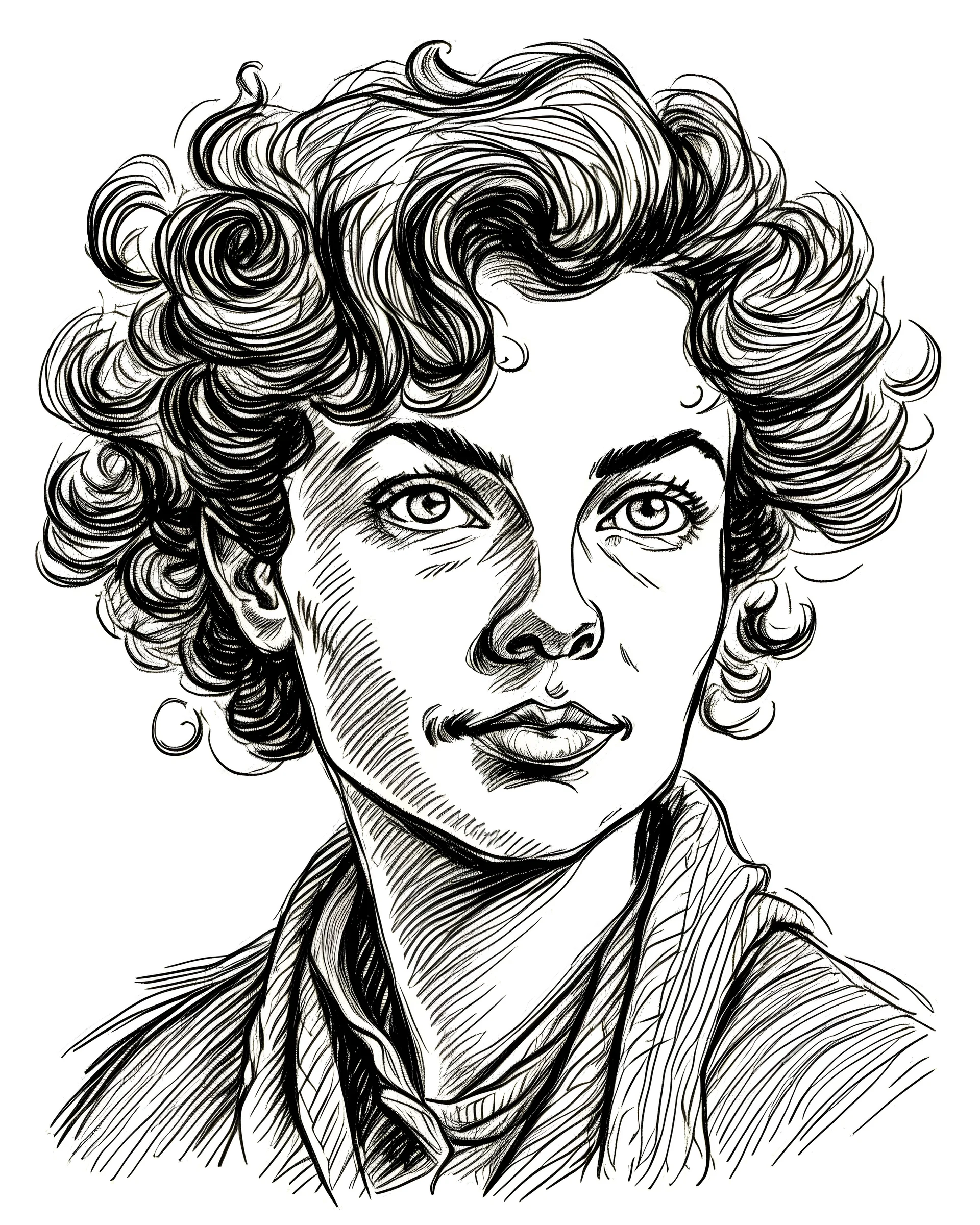 A woman portrait in the style of a drawing