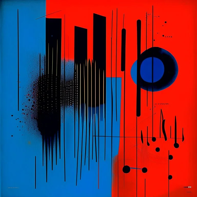 disgusted frequency bar graphs, abstract surrealism, by Antoni Tapies and Graham Sutherland and Victor Pasmore, maximal mind-bending illustration; album art, maximalism, asymmetric;, Crimson - midnight_blue - black color scheme, vertical morse code dots and dashes