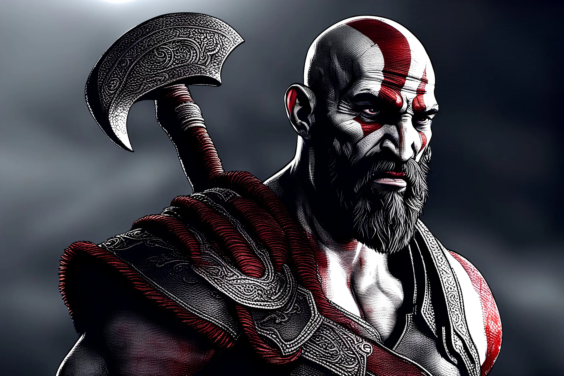 a person who has face like the god of war but in different way who have discipline for things he should make during the day realistic and 4k high quality
