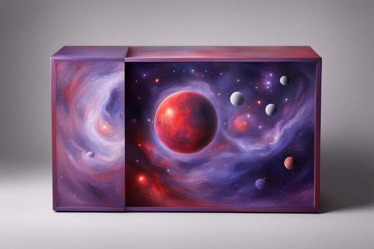 beautiful paintings of purple space on red rectangular box