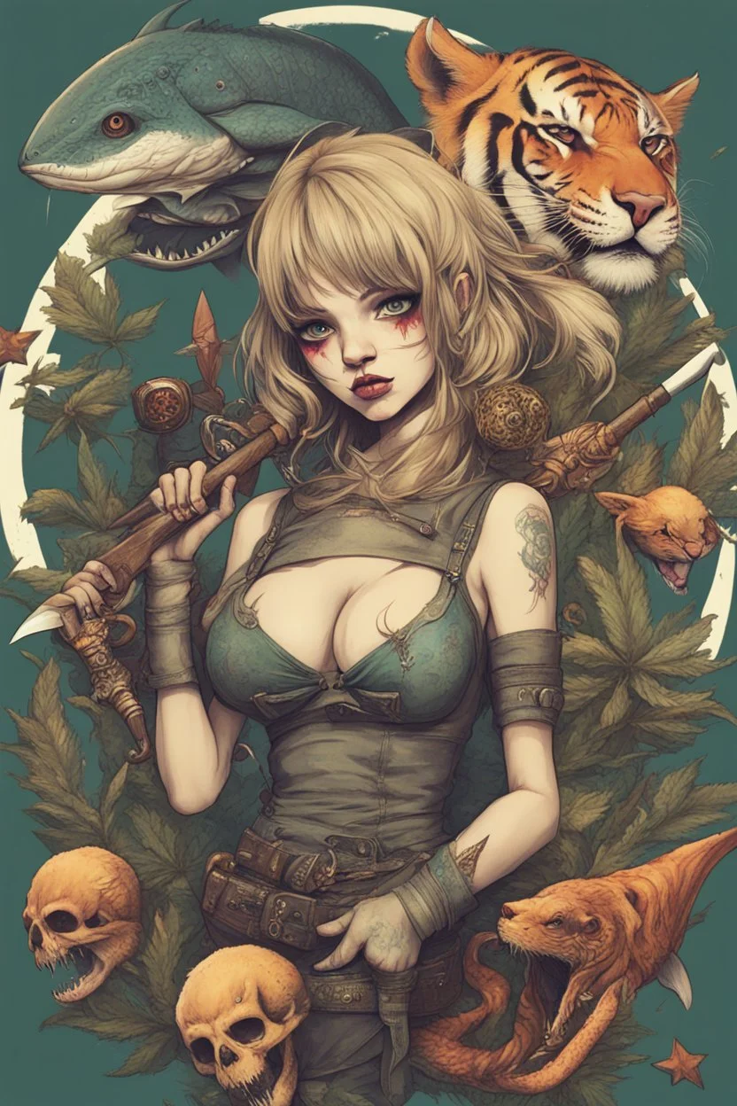 Girl boobs dragon cannabis blood cat panda tiger dog cheetah lion sword axe bow gun weed ocean moon sun bats fantasy creepy eyes halloween skulls sharks whales fish birds stars alien