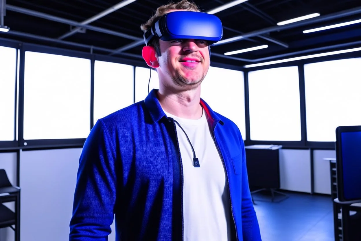 mark zuckerberg looking up in wonder wearing VR