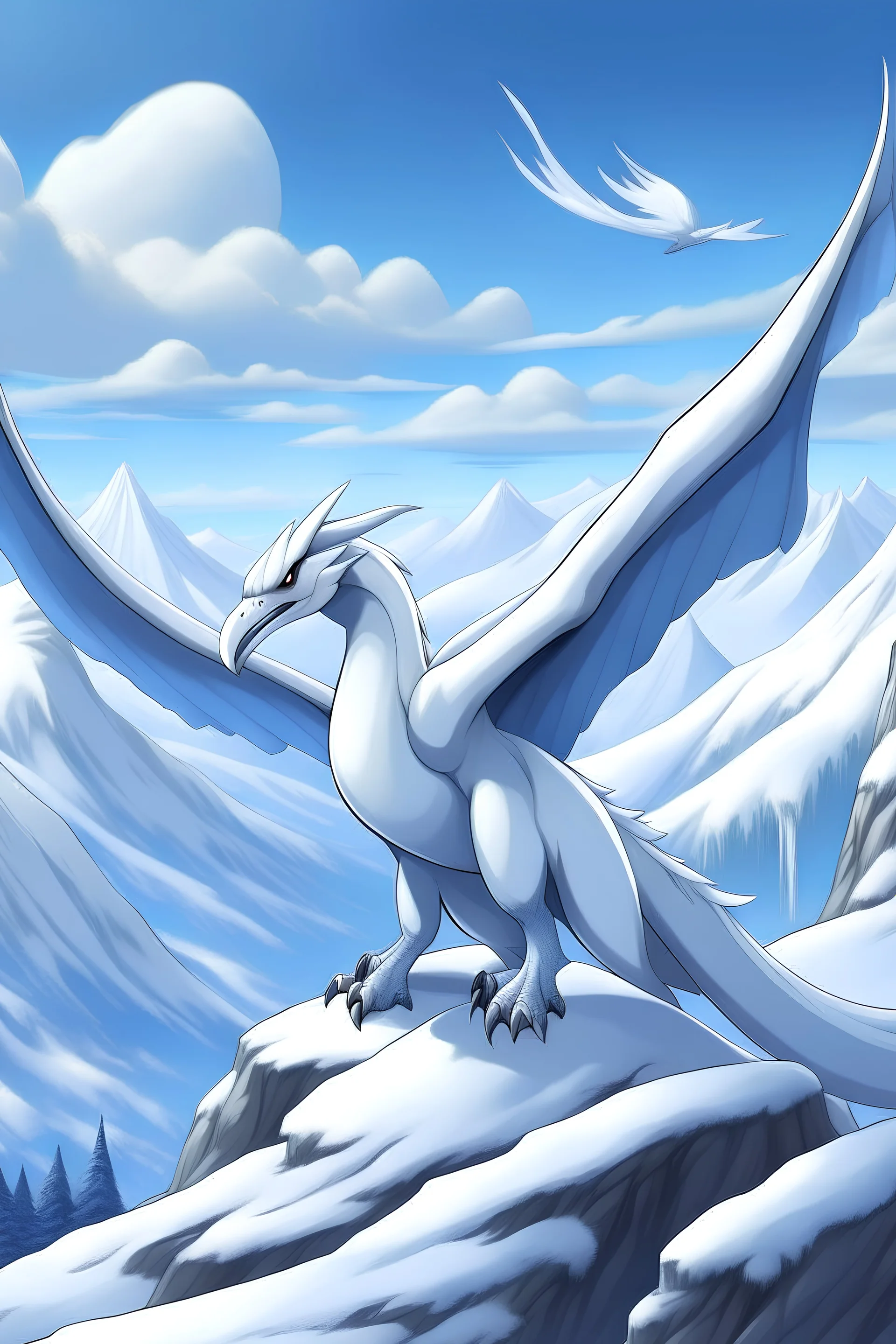 Lugia in snow mountains