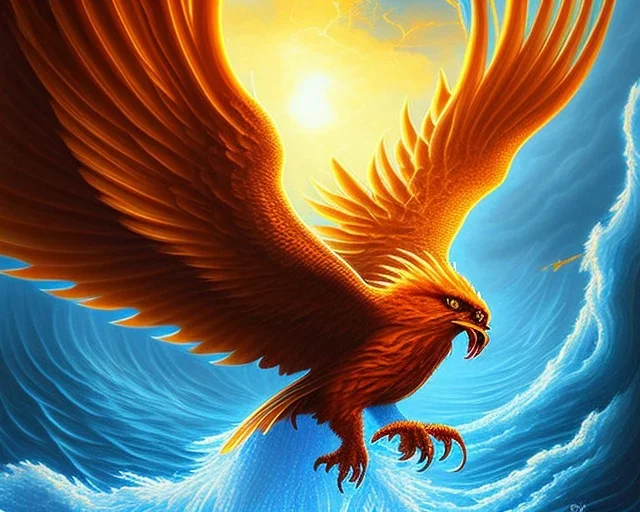 a phoenix made of water, phoenix bird, realistic, intricately detailed