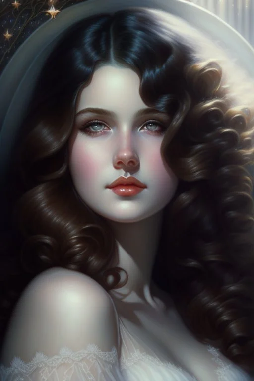 RealvisionxL, Artwork by Albert Lynch, sinking deep into bittersweet melancholia, dark sad eyes, long dark hair, pale skin, night