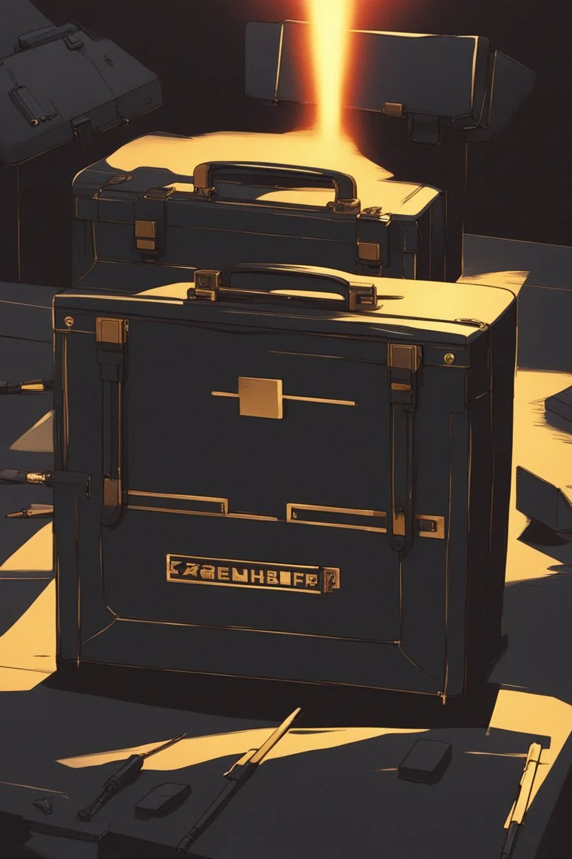 A Weaponized briefcase that shoots laser beams.