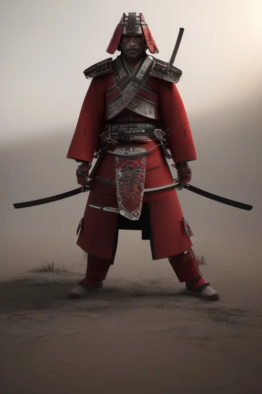 samurai red sword 3d render photo, cinematic