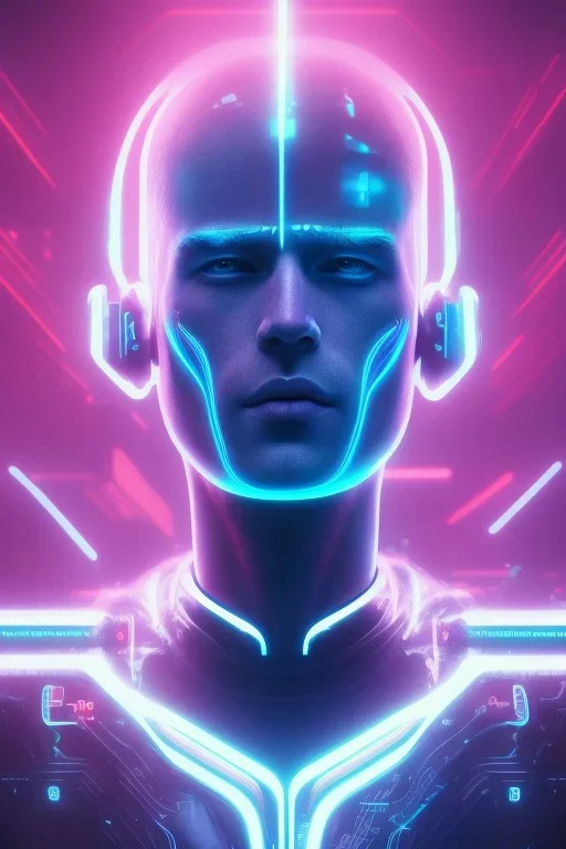 cyberpunk, head, men, portrai, tron