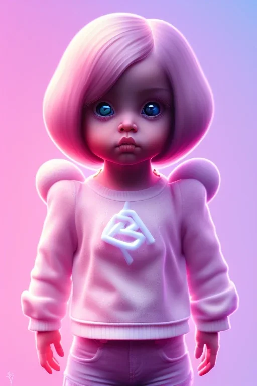 isometric clean art of super cute child girl, soft lighting, soft pastel gradients, high definition, 3d icon clay render, blender 3d