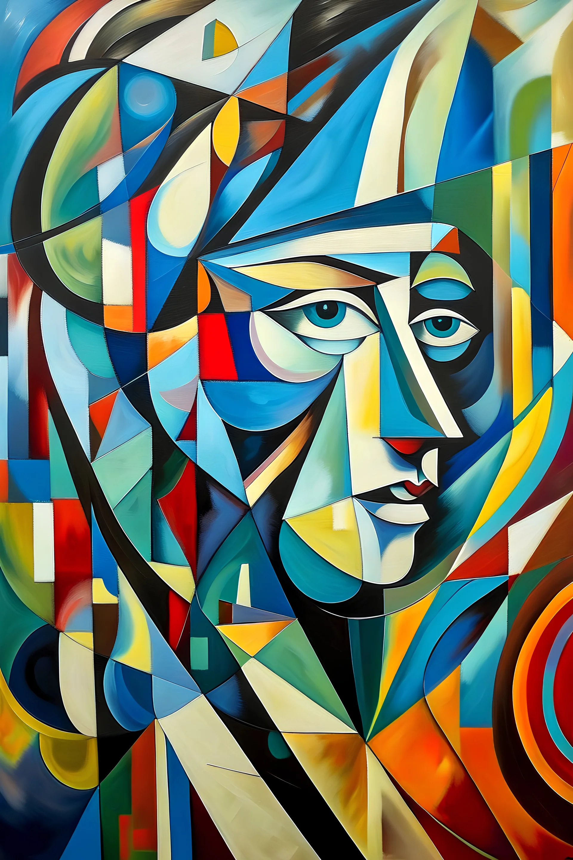 cubism style, futurism, woman portrait, Wassily Kandinsky, contemporary, abstract