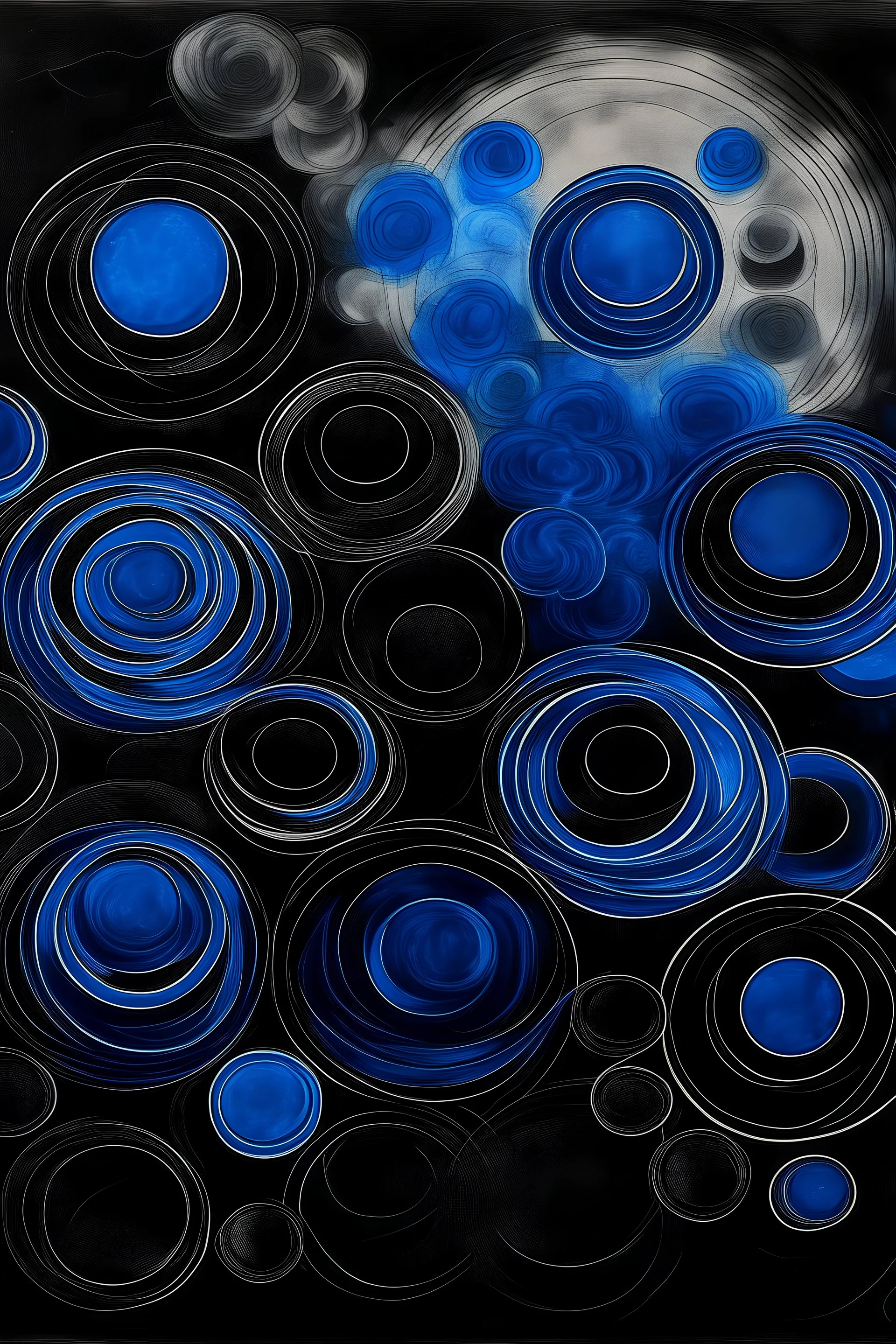 Charcoal circles and blue fire