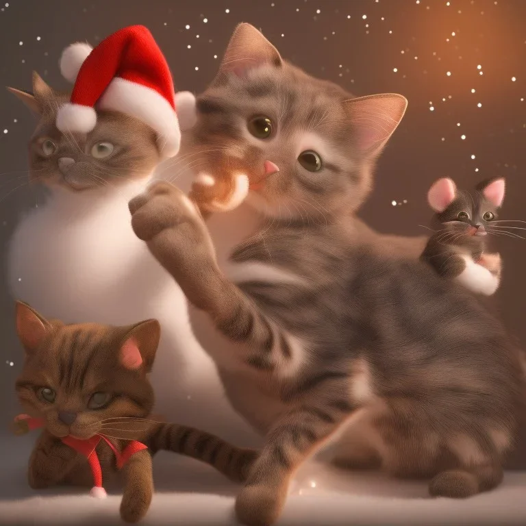 Cute cat and cute mouse celebrate christmas Merry christmas friends who celebrate