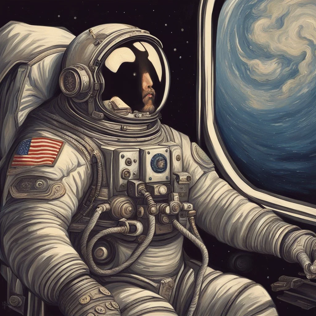 portrait of an astronaut in the style of orthodox paintings