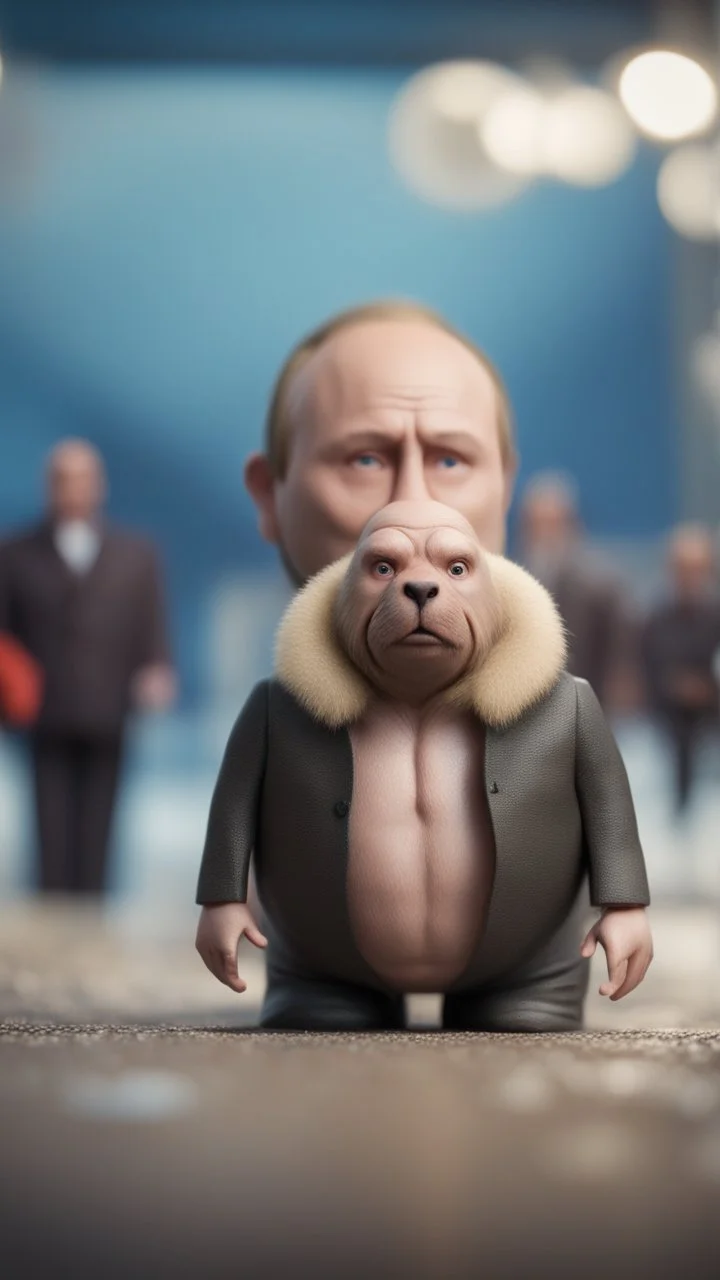 Putin as scared walrus,bokeh like f/0.8, tilt-shift lens 8k, high detail, smooth render, down-light, unreal engine, prize winning