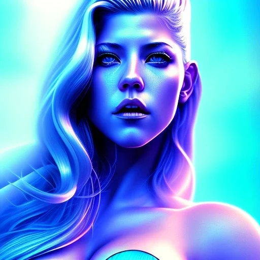 Katheryn Winnick, American shot, cyberpunk, gradient color, BLUE, PINK, CYAN, neon, insanely detailed, 16k resolution, perfect eyes, cinematic smooth, intricate detail