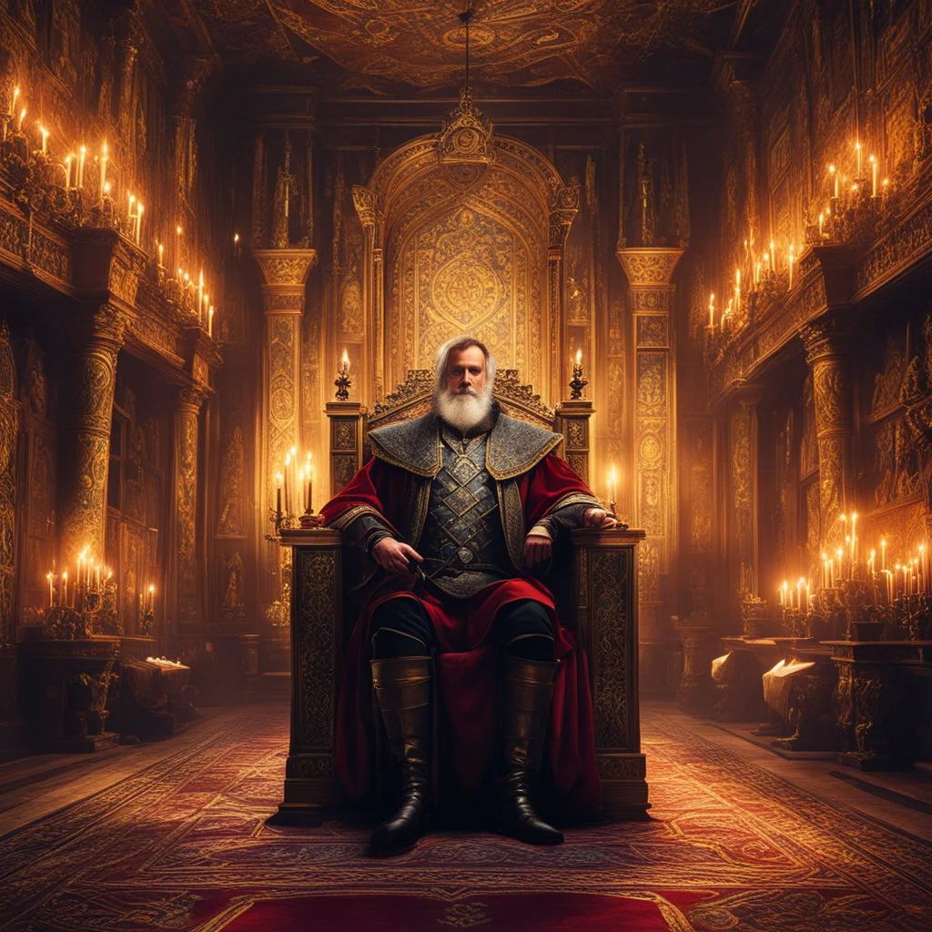 In the throne room, Baron Cedric sits upon his ornate and imposing throne, a symbol of his authority. The room itself is adorned with tapestries depicting the barony's history, and the walls are lined with shelves holding ancient tomes and artifacts. The flickering light of torches fills the room with a warm glow, emphasizing the solemnity and grandeur of the space. As the family gathers in the throne room, their presence commands attention and respect. It is within these hallowed walls that dec