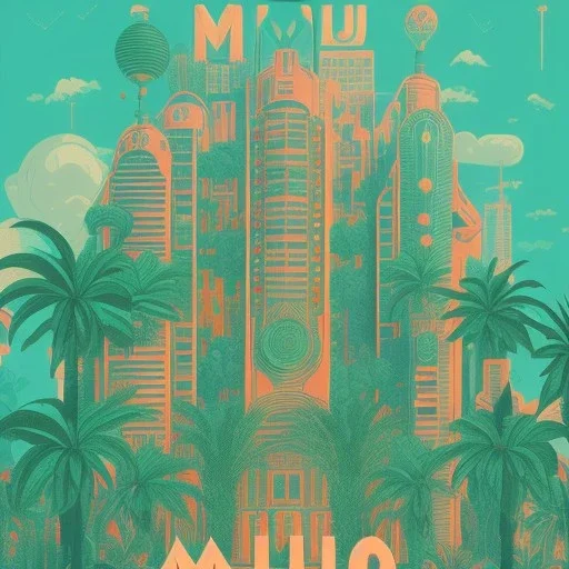 city, tropical, latino, plants, streets, risograph, flat design, 2 colors