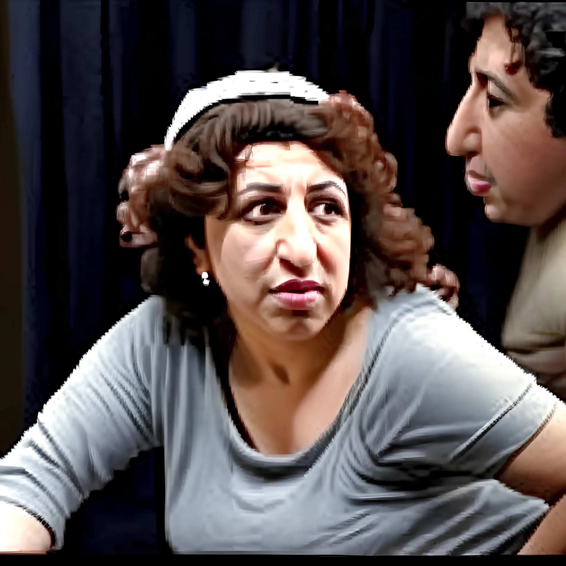 Create a highly realistic 3D scene. An imaginatively detailed rendering of Maradona transforming her into a woman with the same specifications as the attached image. The method of transforming the painting in full detail. A comedic and funny touch. Ultra wide angle. Extremely realistic fine details. Highly realistic detailed display. Great full presentation and amazing drawing style. Transfer the full detailed drawing of the image at a wide and precise angle. Inspiring professional fine d